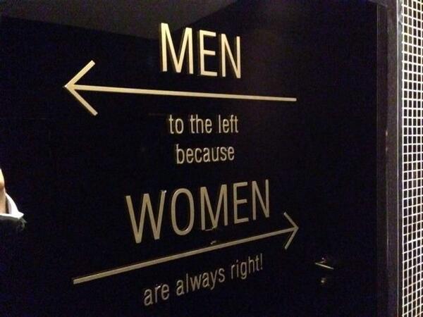 men to the left because women are always right